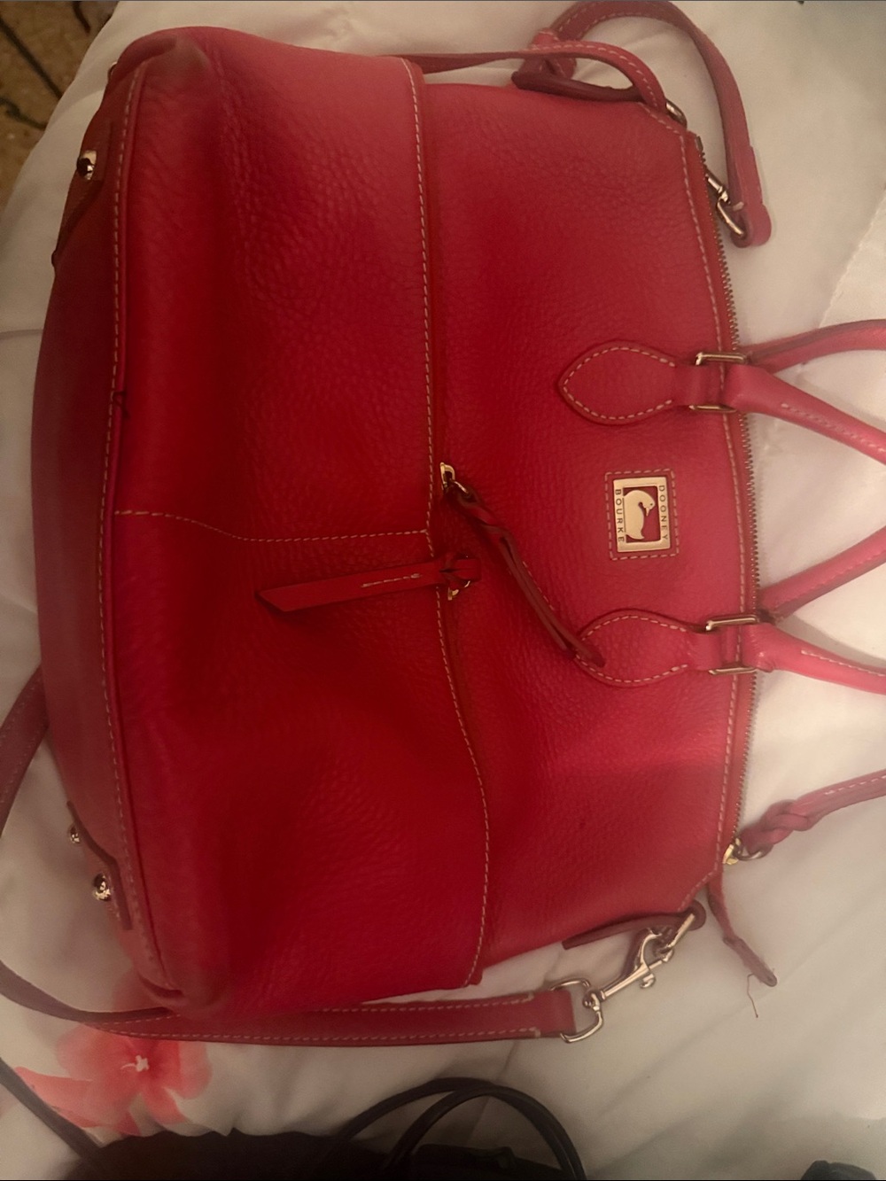 Dooney & Bourke pink Pebble Leather Satchel with Gold Hardware